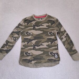 Ecko Unltd T-Shirt Womens Large Green Camo Long‎ Sleeve Crew Neck Thermal Logo